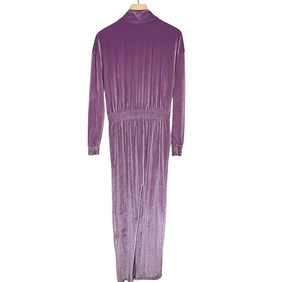 Fabletics Purple Velour Zip Jumpsuit Women’s L Long Sleeve Lounge One-Piece Y2K - Picture 6 of 9